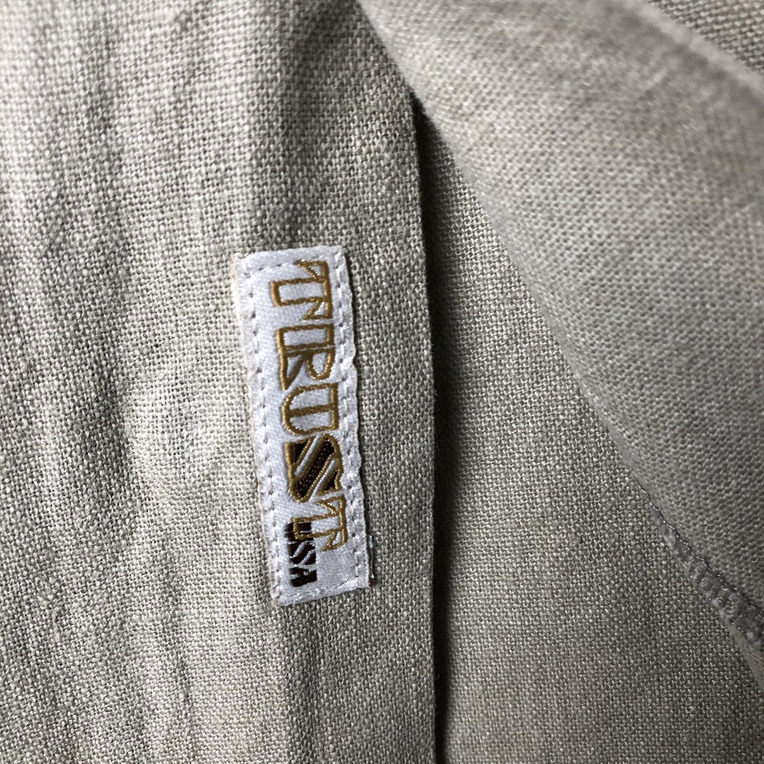 90'S TRUST Short Sleeve Open Collar Rayon and Linen Box Shirt, Men's Size XL, Vintage linen Beige type Vintage Second Hand