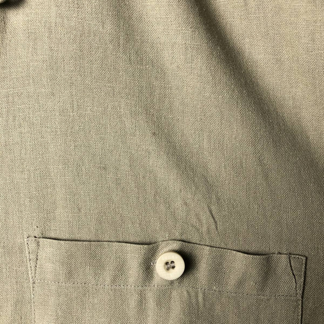 90'S TRUST Short Sleeve Open Collar Rayon and Linen Box Shirt, Men's Size XL, Vintage linen Beige type Vintage Second Hand