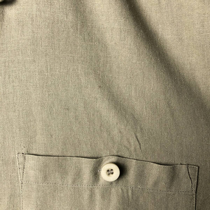 90'S TRUST Short Sleeve Open Collar Rayon and Linen Box Shirt, Men's Size XL, Vintage linen Beige type Vintage Second Hand