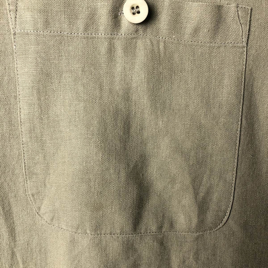 90'S TRUST Short Sleeve Open Collar Rayon and Linen Box Shirt, Men's Size XL, Vintage linen Beige type Vintage Second Hand