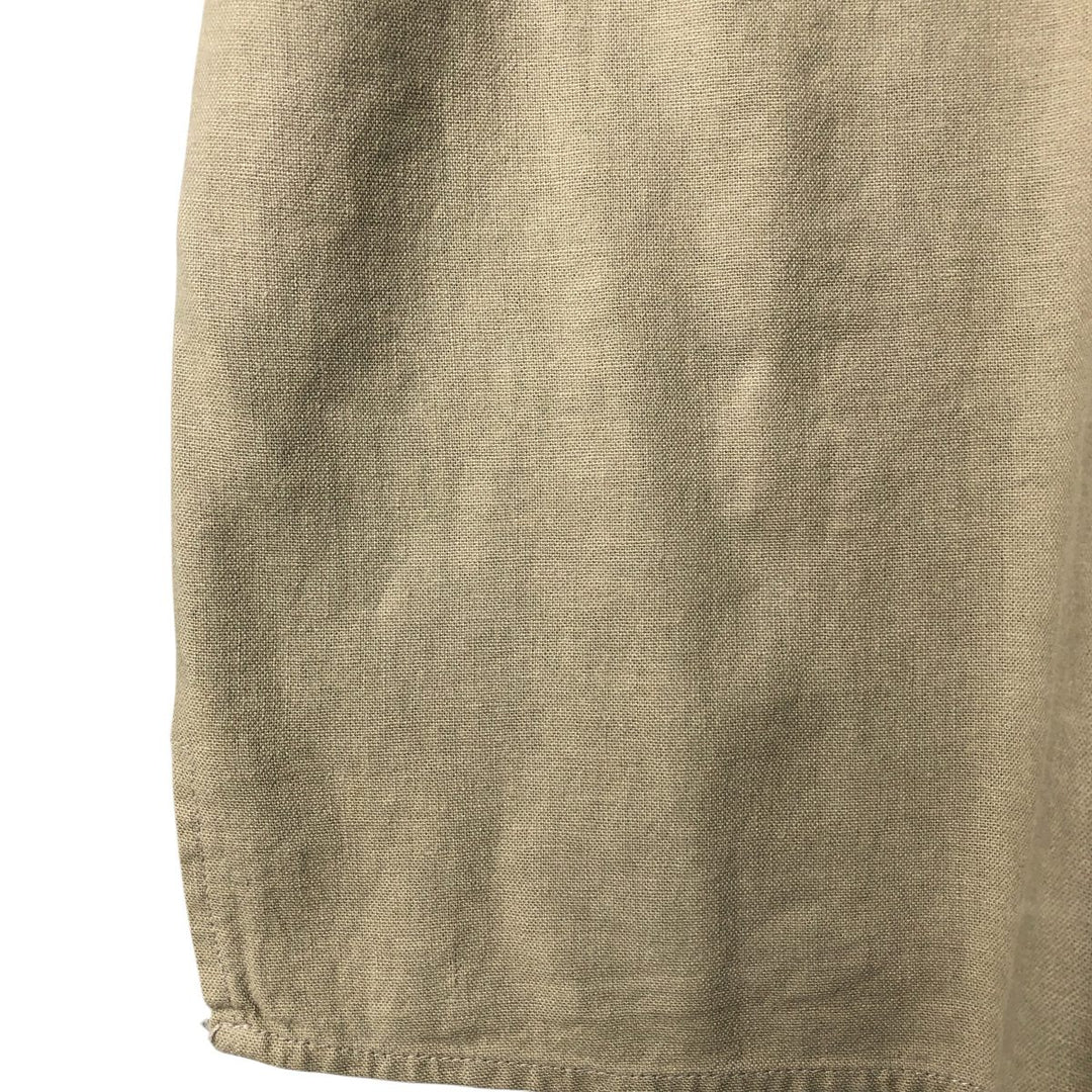 90'S TRUST Short Sleeve Open Collar Rayon and Linen Box Shirt, Men's Size XL, Vintage linen Beige type Vintage Second Hand