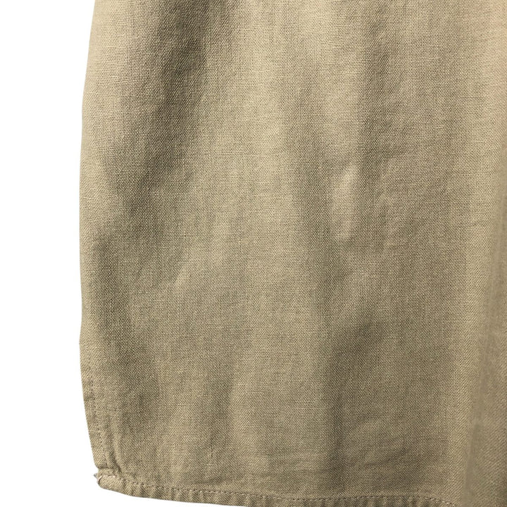 90'S TRUST Short Sleeve Open Collar Rayon and Linen Box Shirt, Men's Size XL, Vintage linen Beige type Vintage Second Hand
