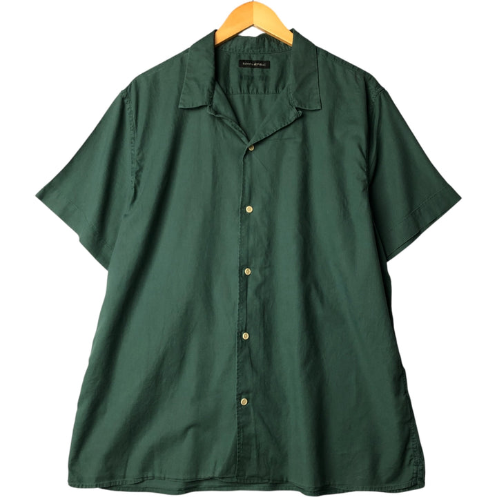 Banana Republic short-sleeved open-collar box shirt, men's size L unclear Green type dark green Vintage Second Hand