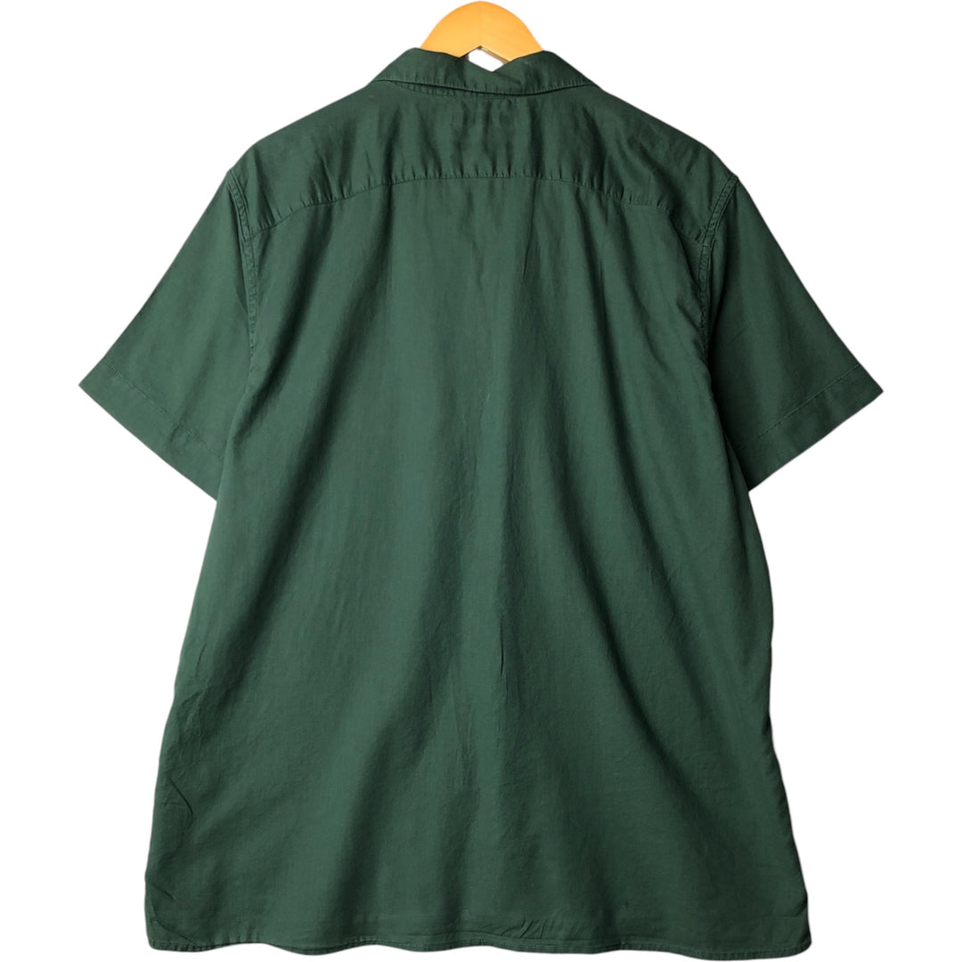 Banana Republic short-sleeved open-collar box shirt, men's size L unclear Green type dark green Vintage Second Hand