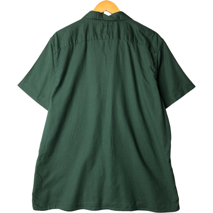 Banana Republic short-sleeved open-collar box shirt, men's size L unclear Green type dark green Vintage Second Hand