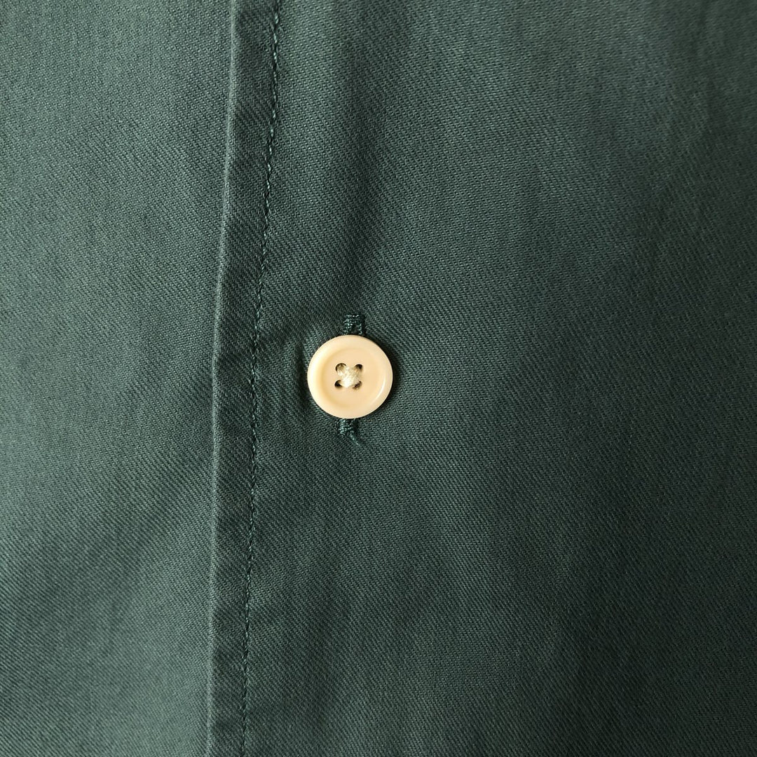Banana Republic short-sleeved open-collar box shirt, men's size L unclear Green type dark green Vintage Second Hand