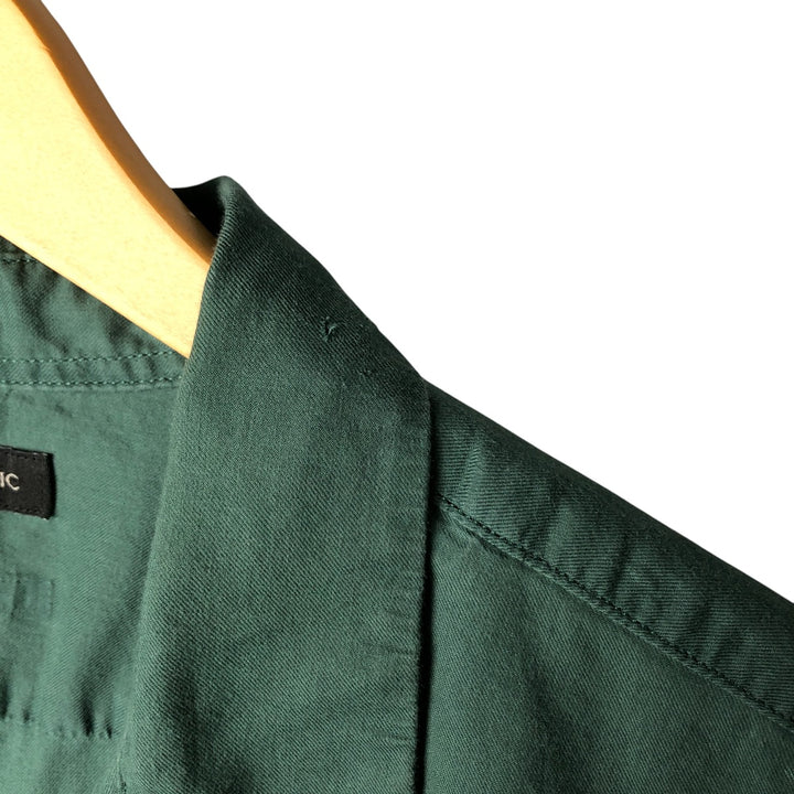 Banana Republic short-sleeved open-collar box shirt, men's size L unclear Green type dark green Vintage Second Hand