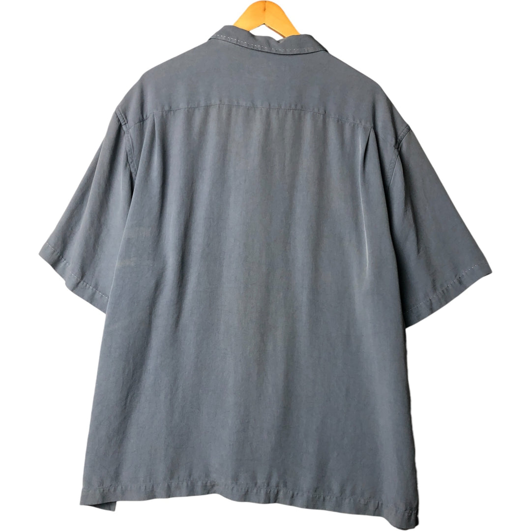 90'S Nat Nast short-sleeved open-collar silk shirt, men's size XL, vintage box shirt silk Blue type light blue Vintage Second Hand