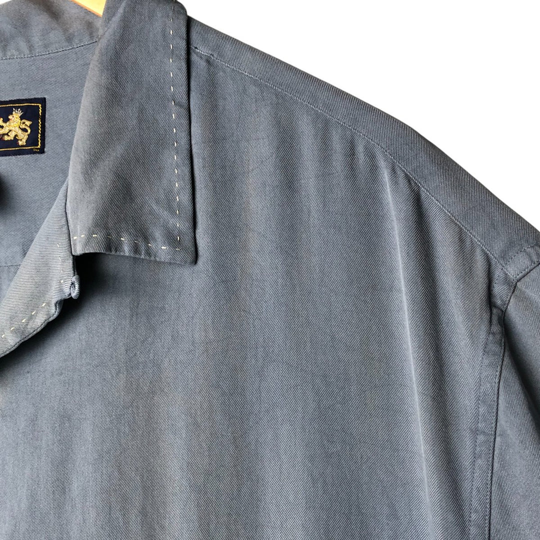 90'S Nat Nast short-sleeved open-collar silk shirt, men's size XL, vintage box shirt silk Blue type light blue Vintage Second Hand