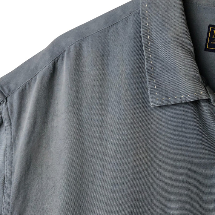 90'S Nat Nast short-sleeved open-collar silk shirt, men's size XL, vintage box shirt silk Blue type light blue Vintage Second Hand