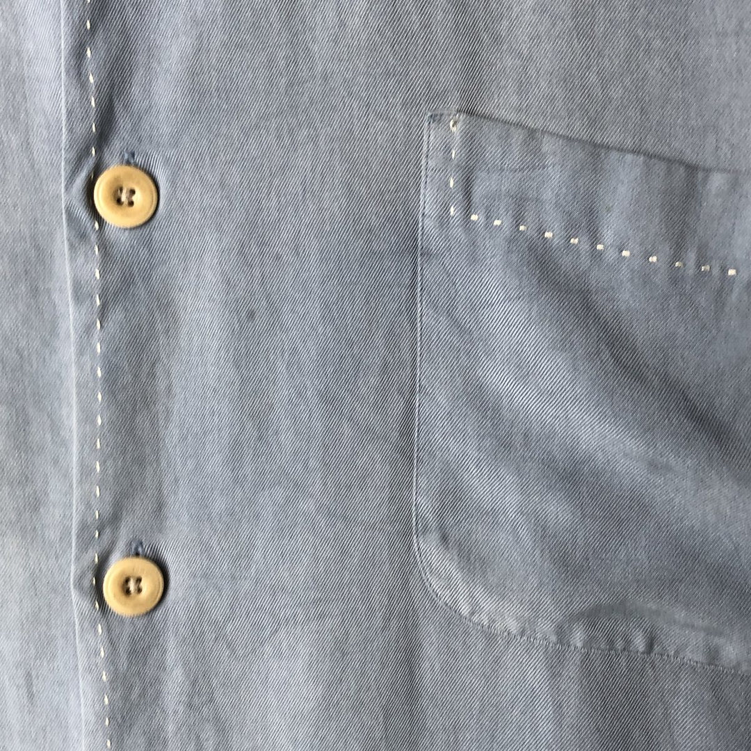 90'S Nat Nast short-sleeved open-collar silk shirt, men's size XL, vintage box shirt silk Blue type light blue Vintage Second Hand
