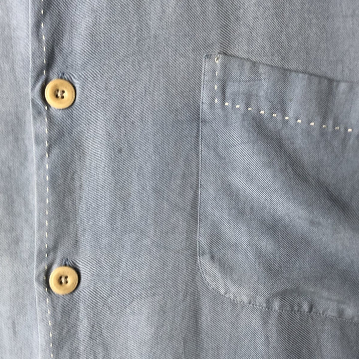 90'S Nat Nast short-sleeved open-collar silk shirt, men's size XL, vintage box shirt silk Blue type light blue Vintage Second Hand