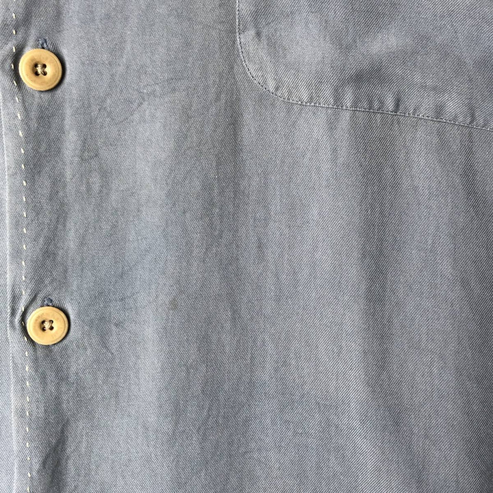 90'S Nat Nast short-sleeved open-collar silk shirt, men's size XL, vintage box shirt silk Blue type light blue Vintage Second Hand