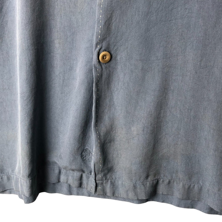 90'S Nat Nast short-sleeved open-collar silk shirt, men's size XL, vintage box shirt silk Blue type light blue Vintage Second Hand