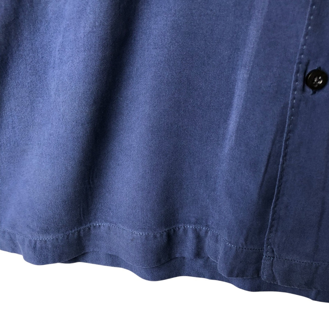 Tommy Bahama short sleeve open collar silk shirt, box shirt, men's XL size silk navy blue type Vintage Second Hand