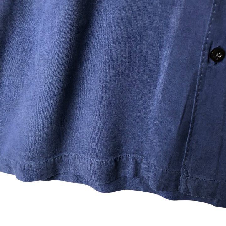 Tommy Bahama short sleeve open collar silk shirt, box shirt, men's XL size silk navy blue type Vintage Second Hand