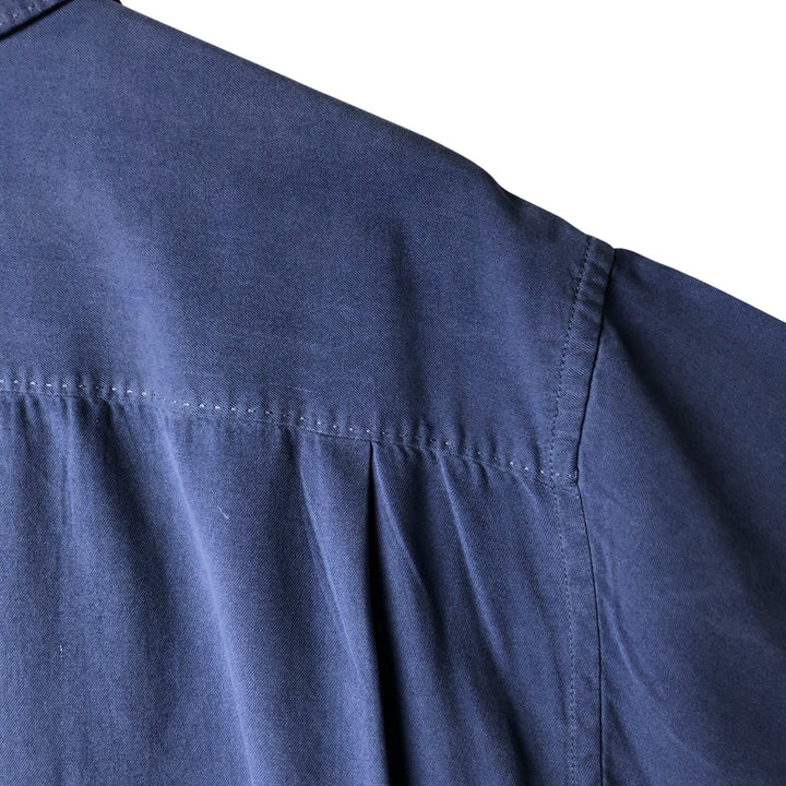 Tommy Bahama short sleeve open collar silk shirt, box shirt, men's XL size silk navy blue type Vintage Second Hand