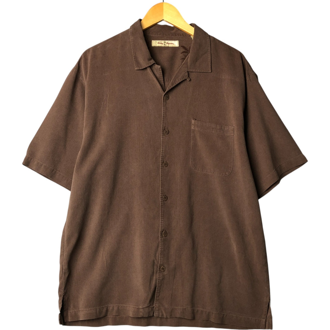 Tommy Bahama short sleeve open collar silk shirt, box shirt, men's size L silk brown type Vintage Second Hand