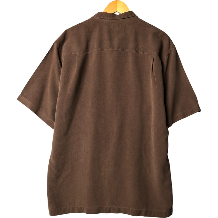 Tommy Bahama short sleeve open collar silk shirt, box shirt, men's size L silk brown type Vintage Second Hand