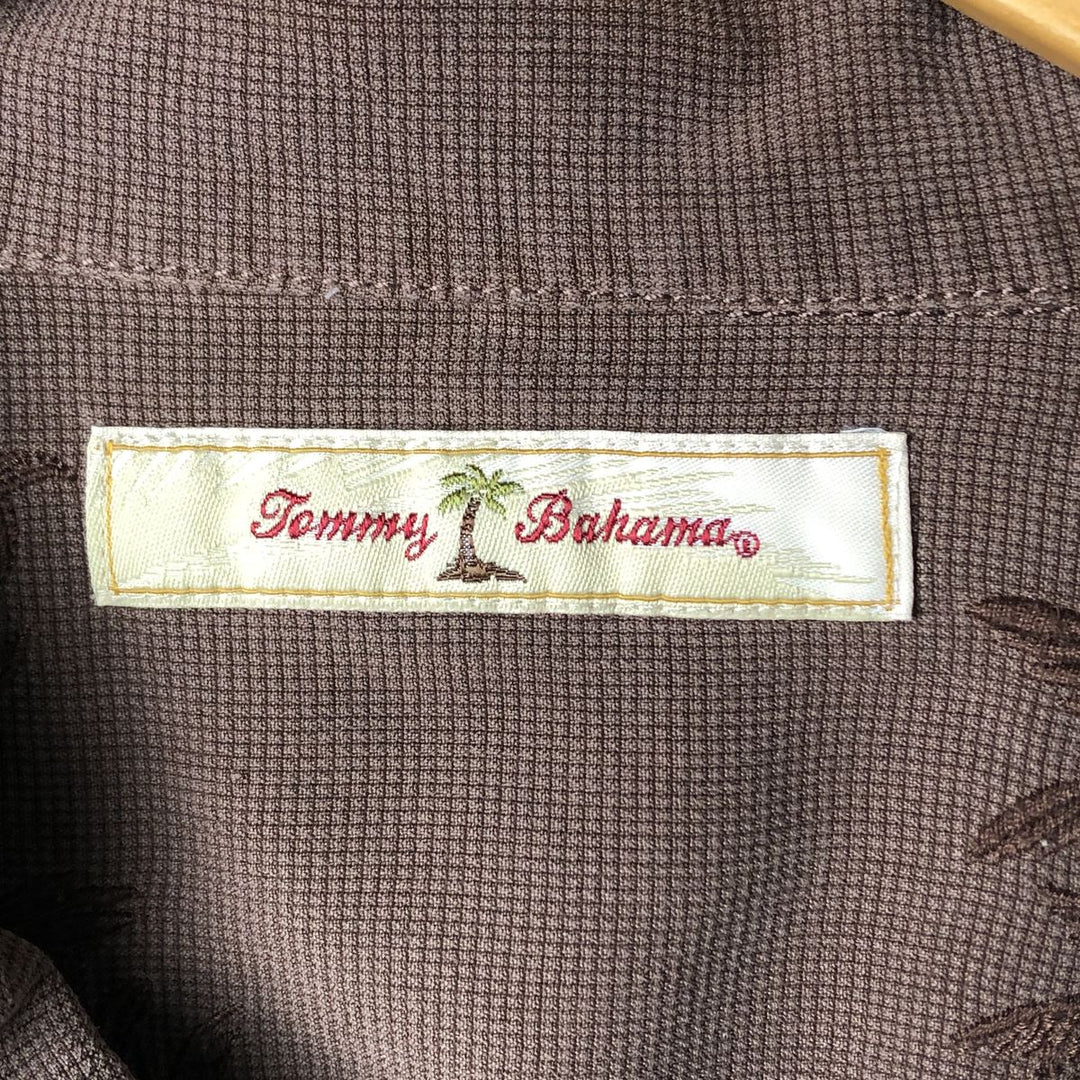 Tommy Bahama short sleeve open collar silk shirt, box shirt, men's size L silk brown type Vintage Second Hand