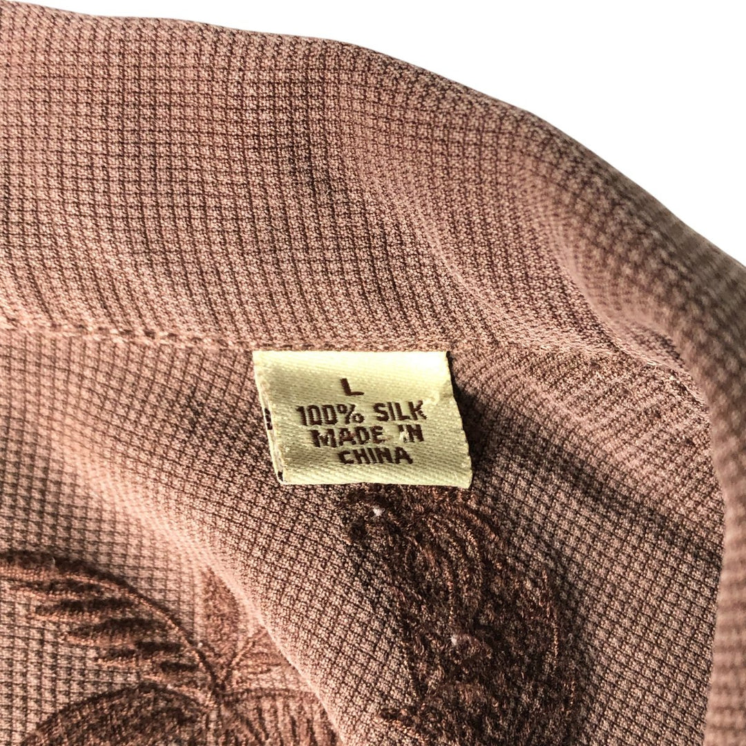 Tommy Bahama short sleeve open collar silk shirt, box shirt, men's size L silk brown type Vintage Second Hand