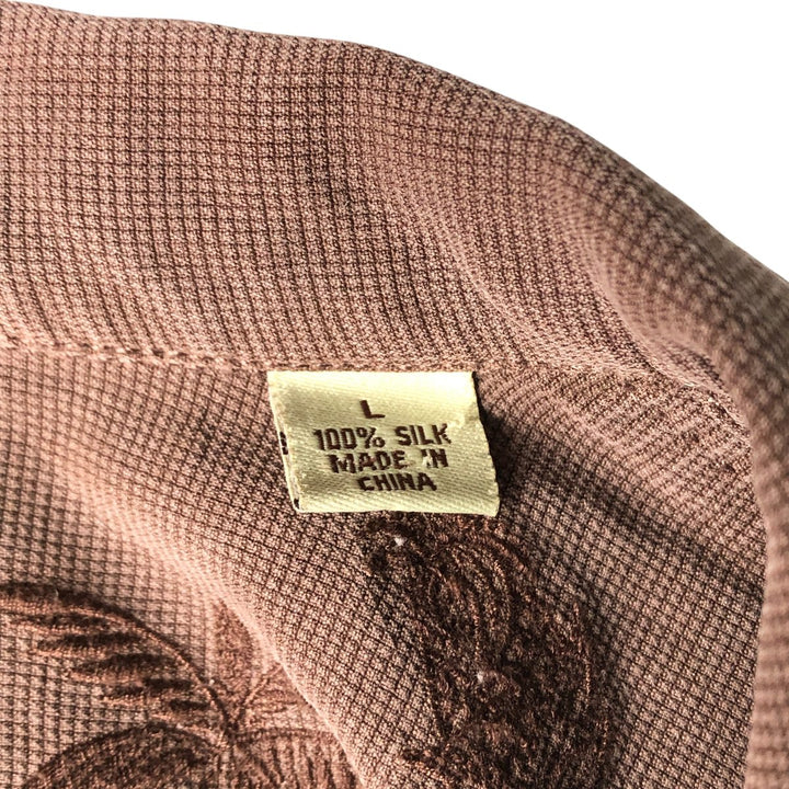 Tommy Bahama short sleeve open collar silk shirt, box shirt, men's size L silk brown type Vintage Second Hand
