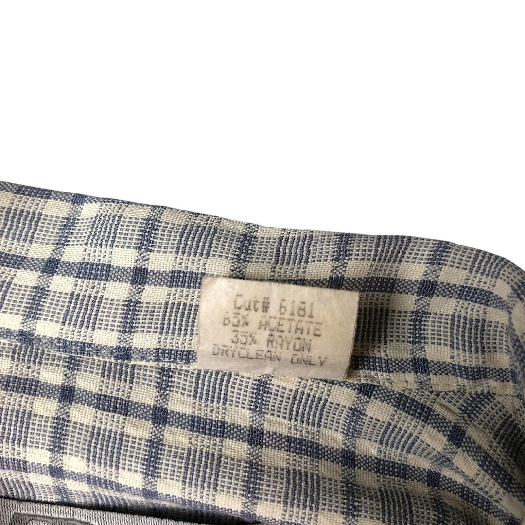 Vintage MICHAEL BRANDON check pattern short-sleeved open-collar box shirt, made in the USA, size L. acetate Blue type light blue Vintage Second Hand