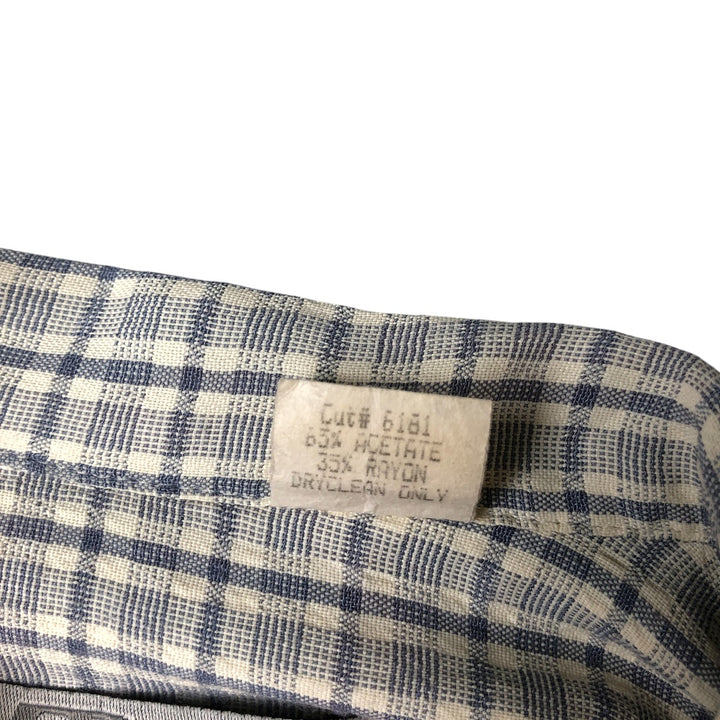 Vintage MICHAEL BRANDON check pattern short-sleeved open-collar box shirt, made in the USA, size L. acetate Blue type light blue Vintage Second Hand