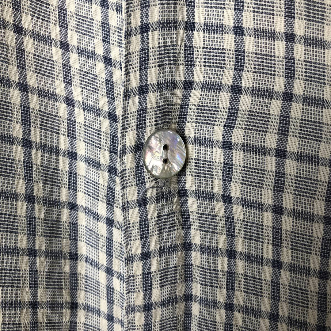 Vintage MICHAEL BRANDON check pattern short-sleeved open-collar box shirt, made in the USA, size L. acetate Blue type light blue Vintage Second Hand