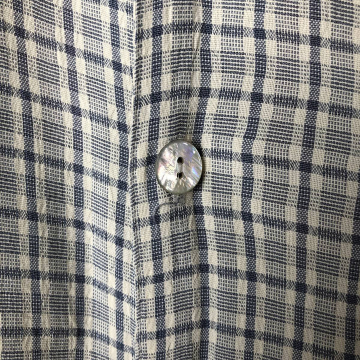 Vintage MICHAEL BRANDON check pattern short-sleeved open-collar box shirt, made in the USA, size L. acetate Blue type light blue Vintage Second Hand