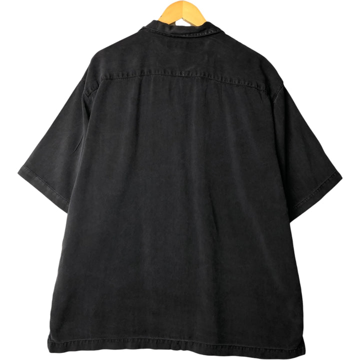 Tommy Bahama short sleeve open collar silk shirt, box shirt, men's XL size silk black type Vintage Second Hand