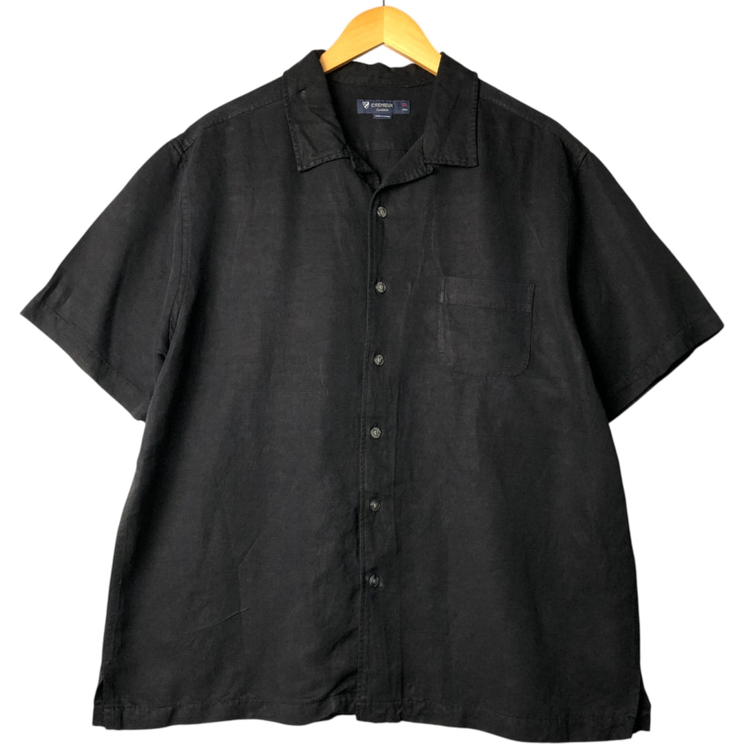 CREMIEUX Short Sleeve Open Collar Silk Shirt, Box Shirt, Men's XL silk black type Vintage Second Hand