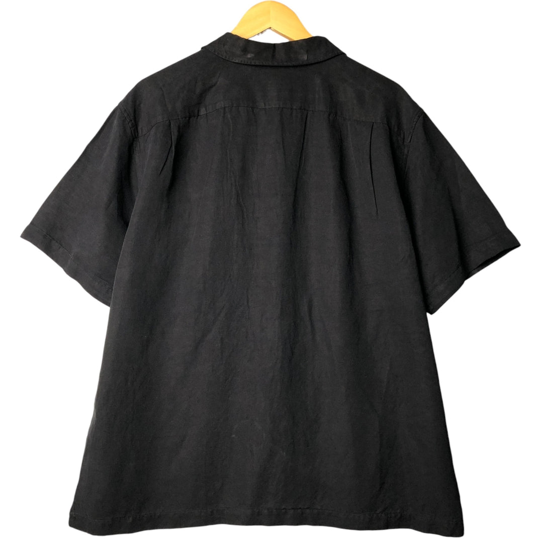 CREMIEUX Short Sleeve Open Collar Silk Shirt, Box Shirt, Men's XL silk black type Vintage Second Hand