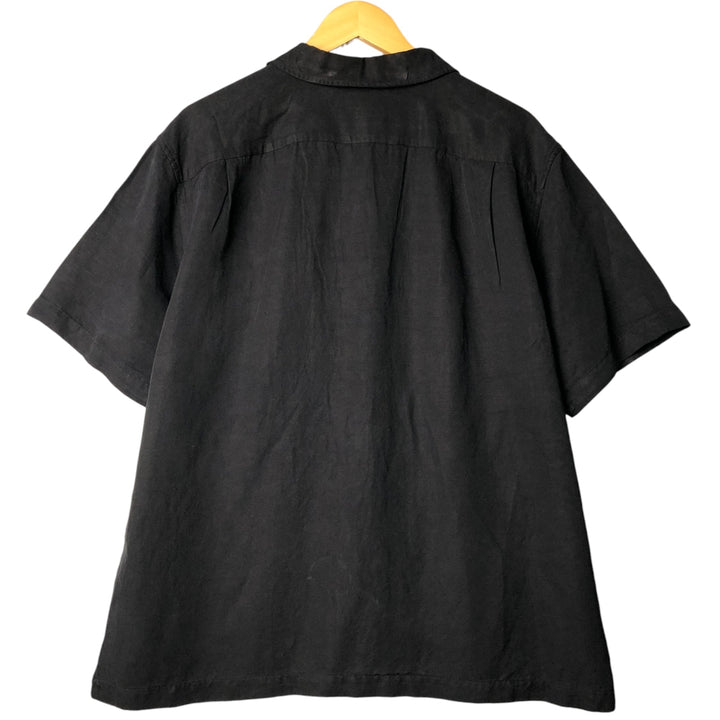 CREMIEUX Short Sleeve Open Collar Silk Shirt, Box Shirt, Men's XL silk black type Vintage Second Hand