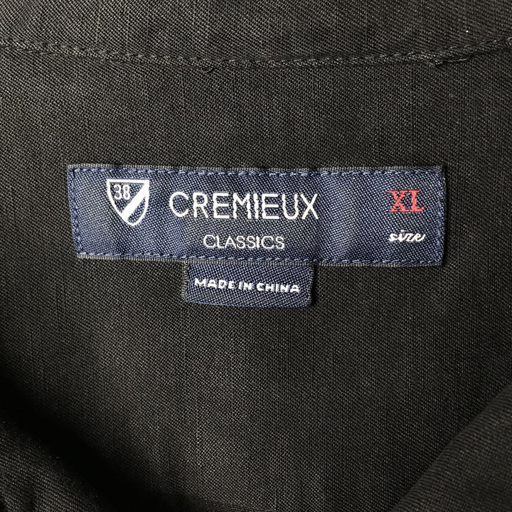 CREMIEUX Short Sleeve Open Collar Silk Shirt, Box Shirt, Men's XL silk black type Vintage Second Hand