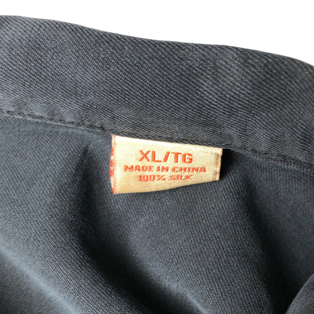 Tommy Bahama short sleeve open collar silk shirt, box shirt, men's XL size silk black type Vintage Second Hand