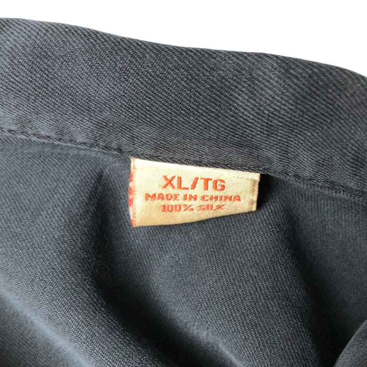 Tommy Bahama short sleeve open collar silk shirt, box shirt, men's XL size silk black type Vintage Second Hand