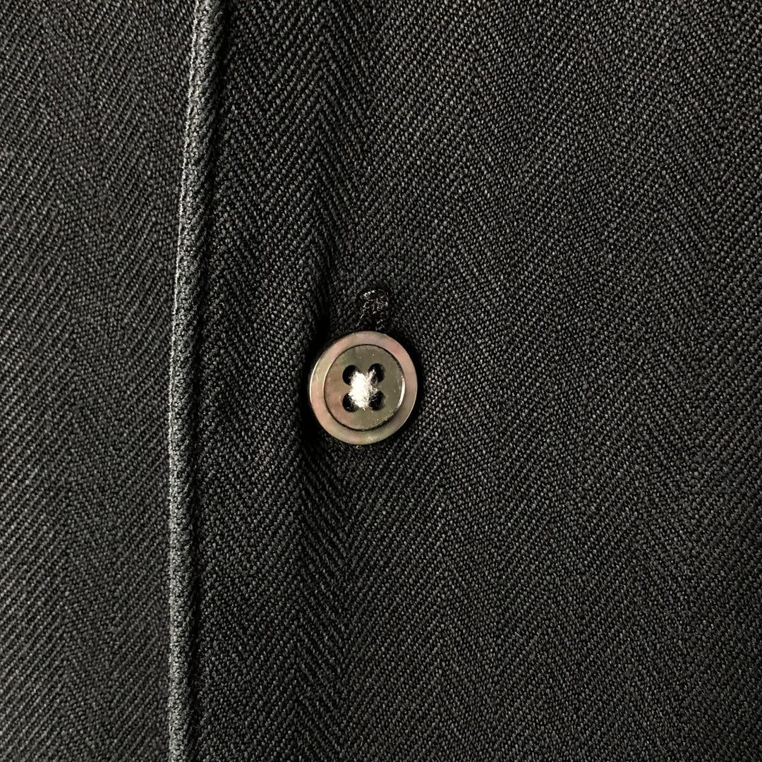 Marshall Field's Herringbone Short Sleeve Open Collar Silk Box Shirt, Men's XL silk black type Vintage Second Hand