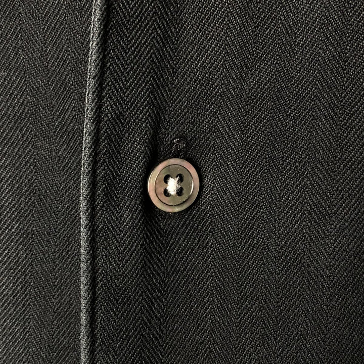 Marshall Field's Herringbone Short Sleeve Open Collar Silk Box Shirt, Men's XL silk black type Vintage Second Hand