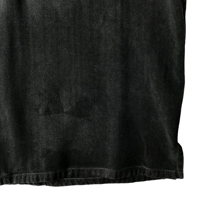 Marshall Field's Herringbone Short Sleeve Open Collar Silk Box Shirt, Men's XL silk black type Vintage Second Hand