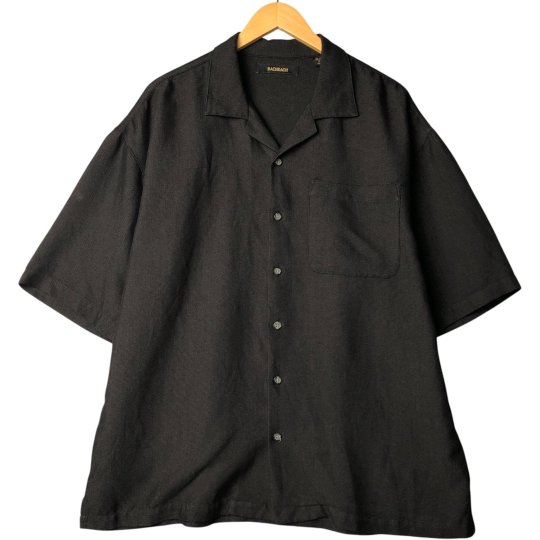 BACHRACH Short Sleeve Open Collar Rayon Box Shirt, Men's XL Rayon black type Vintage Second Hand