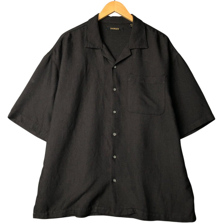 BACHRACH Short Sleeve Open Collar Rayon Box Shirt, Men's XL Rayon black type Vintage Second Hand