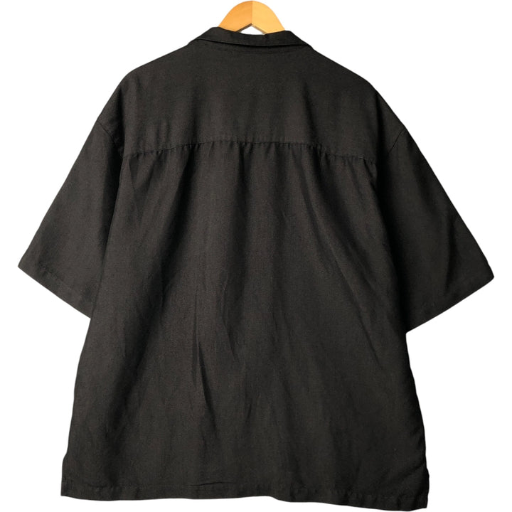 BACHRACH Short Sleeve Open Collar Rayon Box Shirt, Men's XL Rayon black type Vintage Second Hand