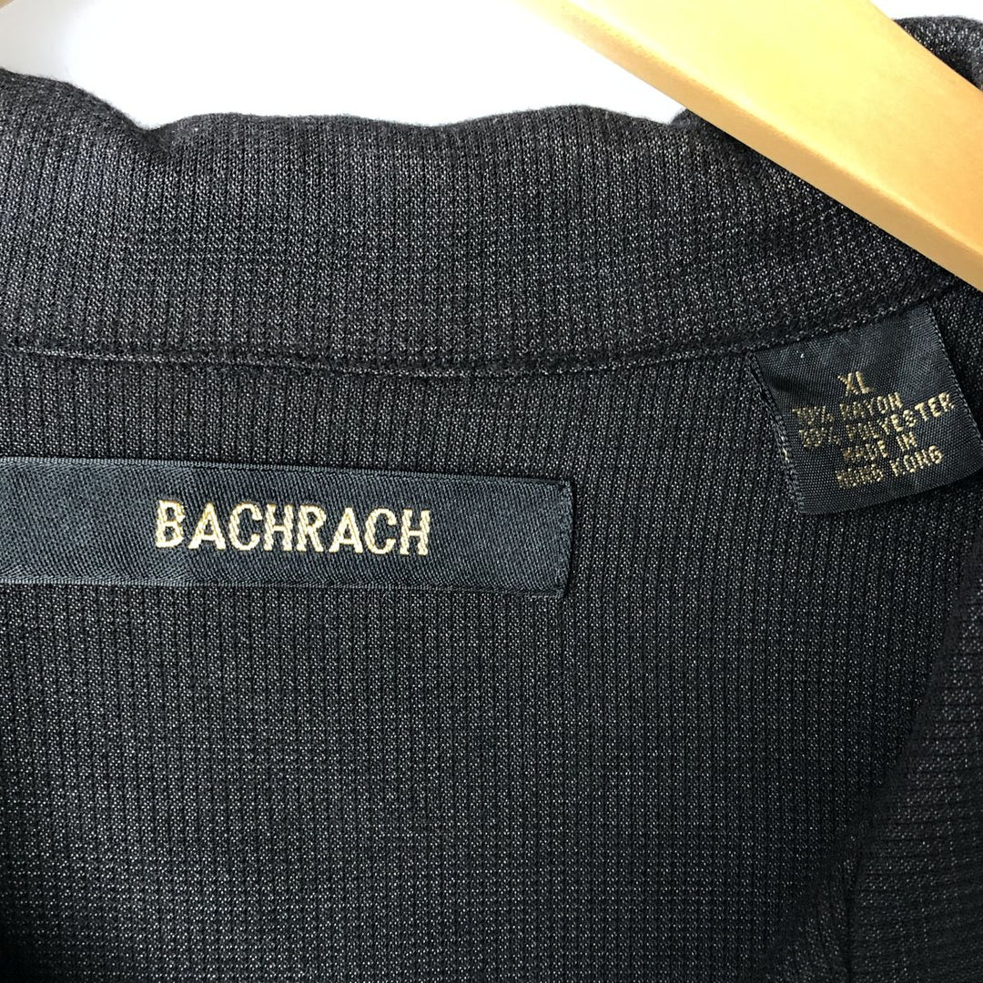 BACHRACH Short Sleeve Open Collar Rayon Box Shirt, Men's XL Rayon black type Vintage Second Hand