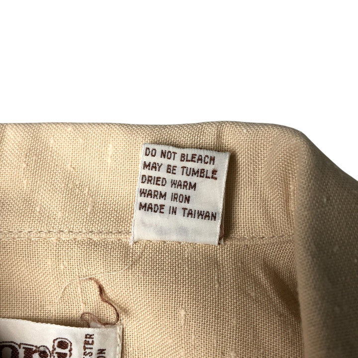 Doni Short Sleeve Open Collar Polyester Box Shirt, Men's Size Medium polyester Beige type Vintage Second Hand