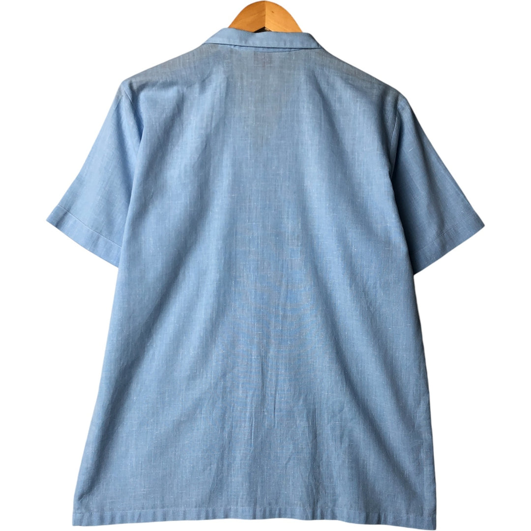 LEGEND by Luvisca Short Sleeve Open Collar Cotton/Polyester Box Shirt, Made in the UK, Men's Size Medium, Vintage polyester Blue type light blue Vintage Second Hand