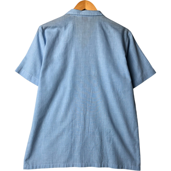 LEGEND by Luvisca Short Sleeve Open Collar Cotton/Polyester Box Shirt, Made in the UK, Men's Size Medium, Vintage polyester Blue type light blue Vintage Second Hand