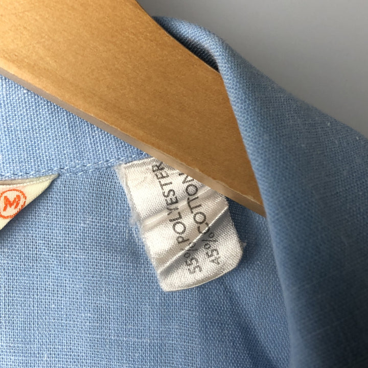LEGEND by Luvisca Short Sleeve Open Collar Cotton/Polyester Box Shirt, Made in the UK, Men's Size Medium, Vintage polyester Blue type light blue Vintage Second Hand