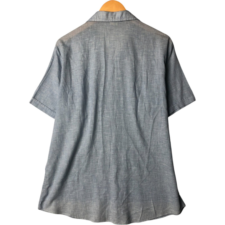 Vintage 60s-70'S Ambassador short-sleeved open-collar box shirt, men's size XL unclear blue type Vintage Second Hand