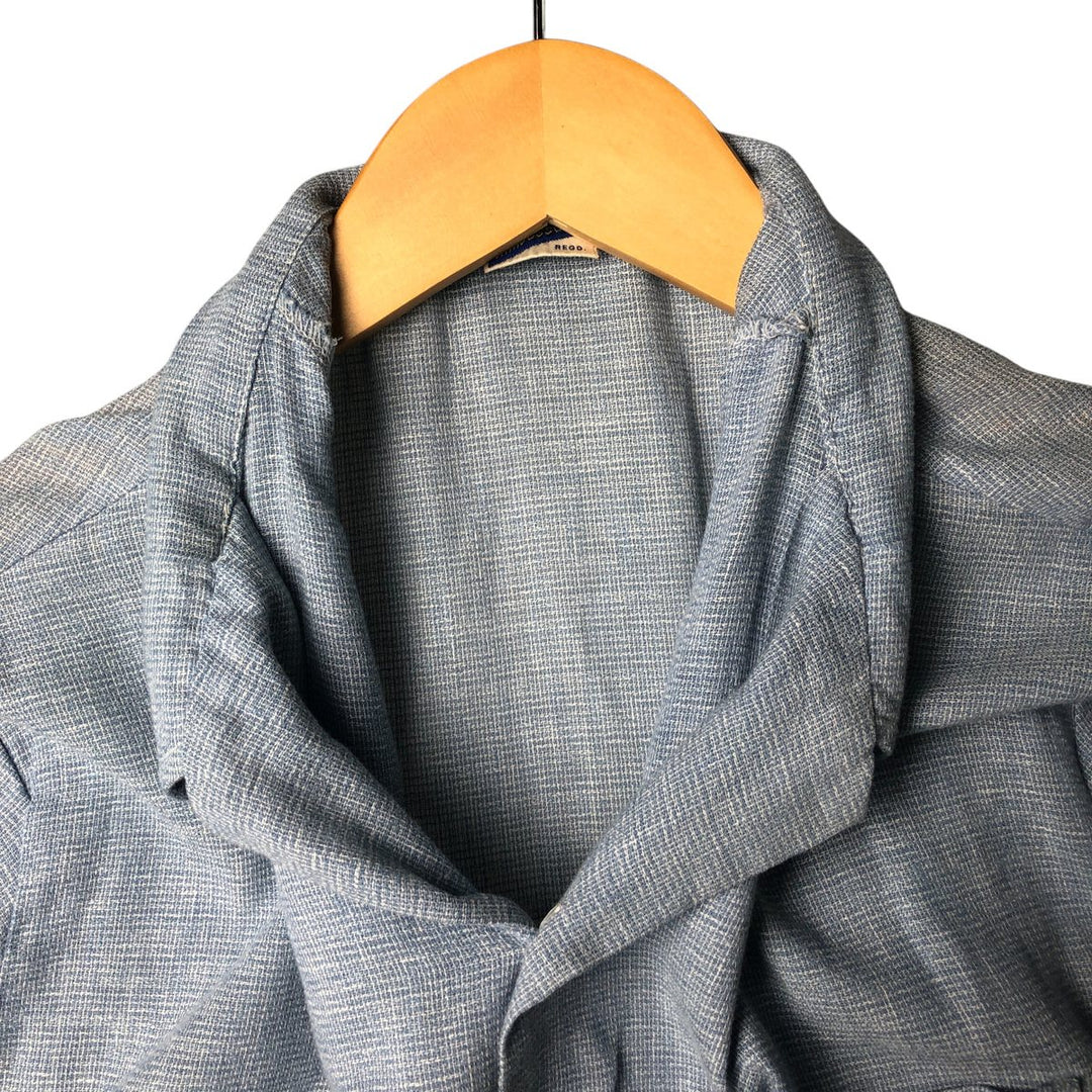 Vintage 60s-70'S Ambassador short-sleeved open-collar box shirt, men's size XL unclear blue type Vintage Second Hand